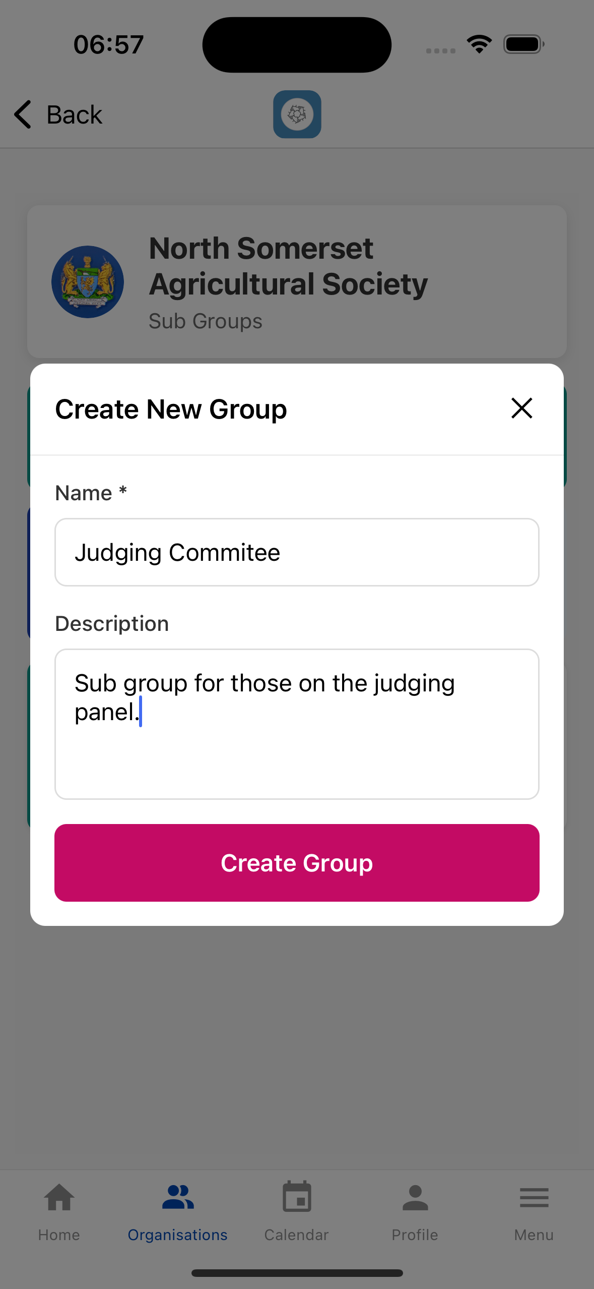 The Society App - Creating Sub-Groups