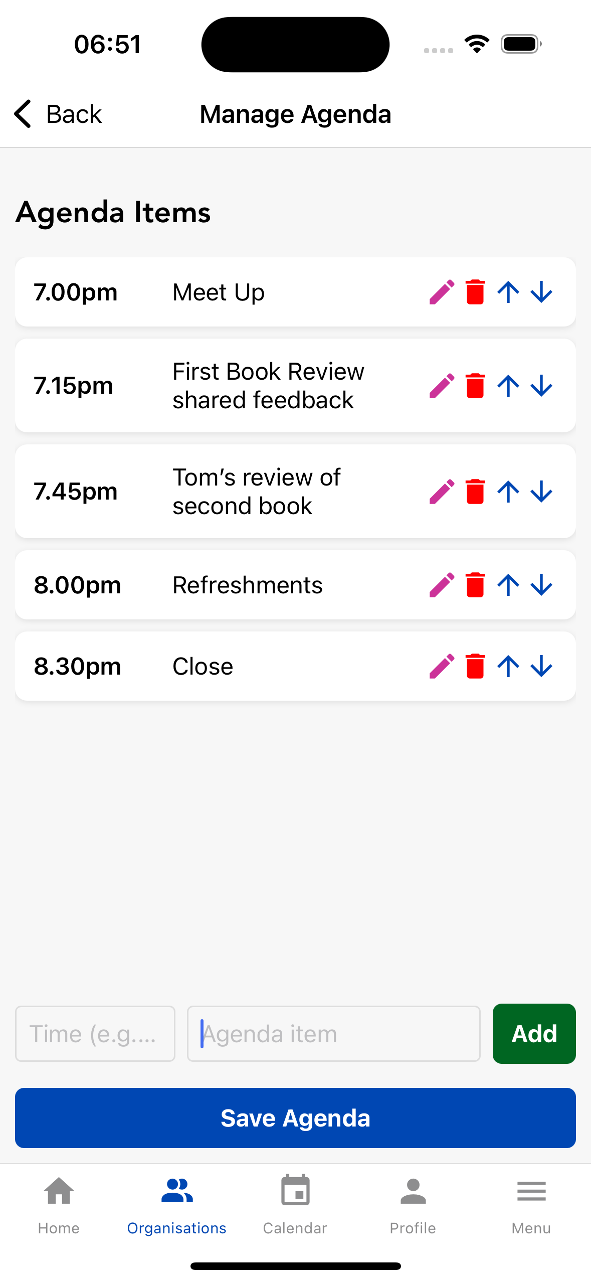 The Society App - Event Agenda