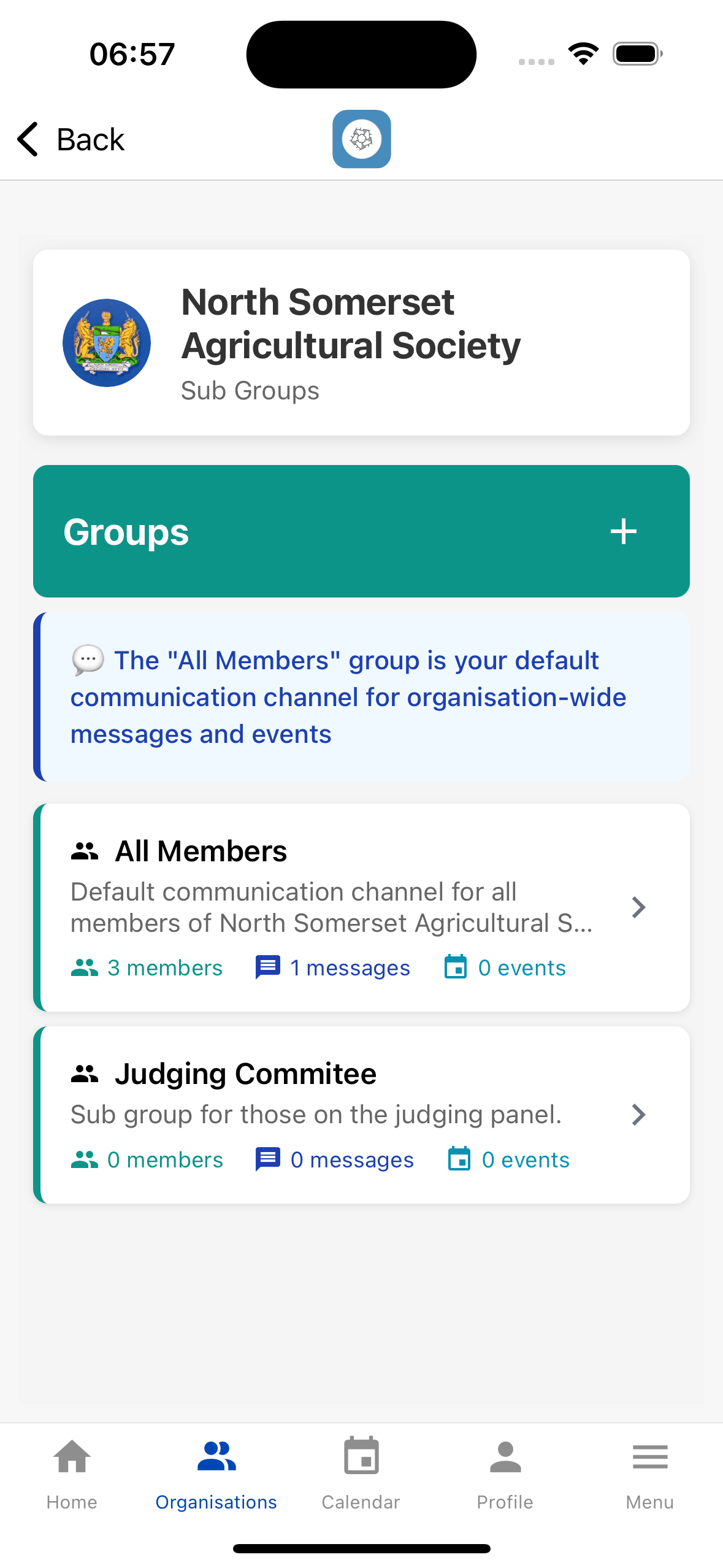 The Society App - Sub-Group Management